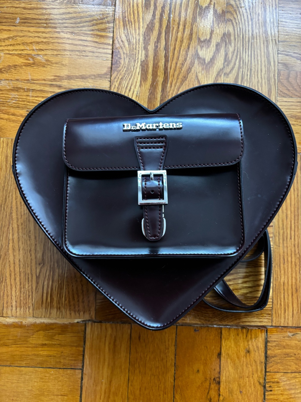 Dr. Martens Heart-Shaped Vegan Leather Crossbody Bag in Dark Cherry